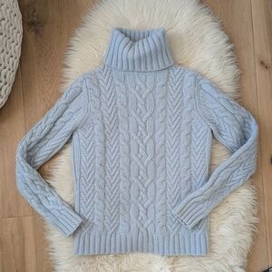 Lucy & Laurel Baby Blue Chunky Knit Wool Angora Turtleneck Sweater Medium